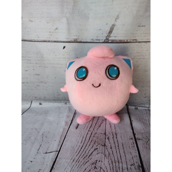 Pokemon Jigglypuff Plush Stuffed Animal 6" Pink Blue Embroidered Eyes No Tags - Picture 1 of 4